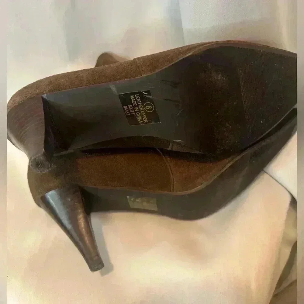 Brown Suede Ankle Boots Size 8 m - Picture 6 of 7